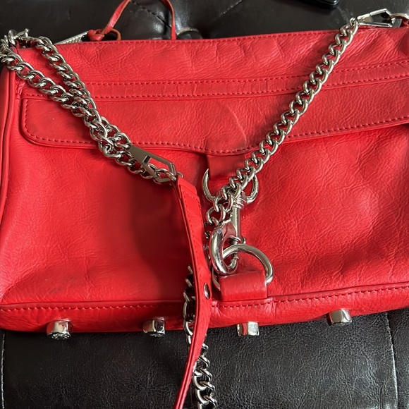 Rebecca Minkoff red Mac handbag with silver chain - Picture 4 of 9